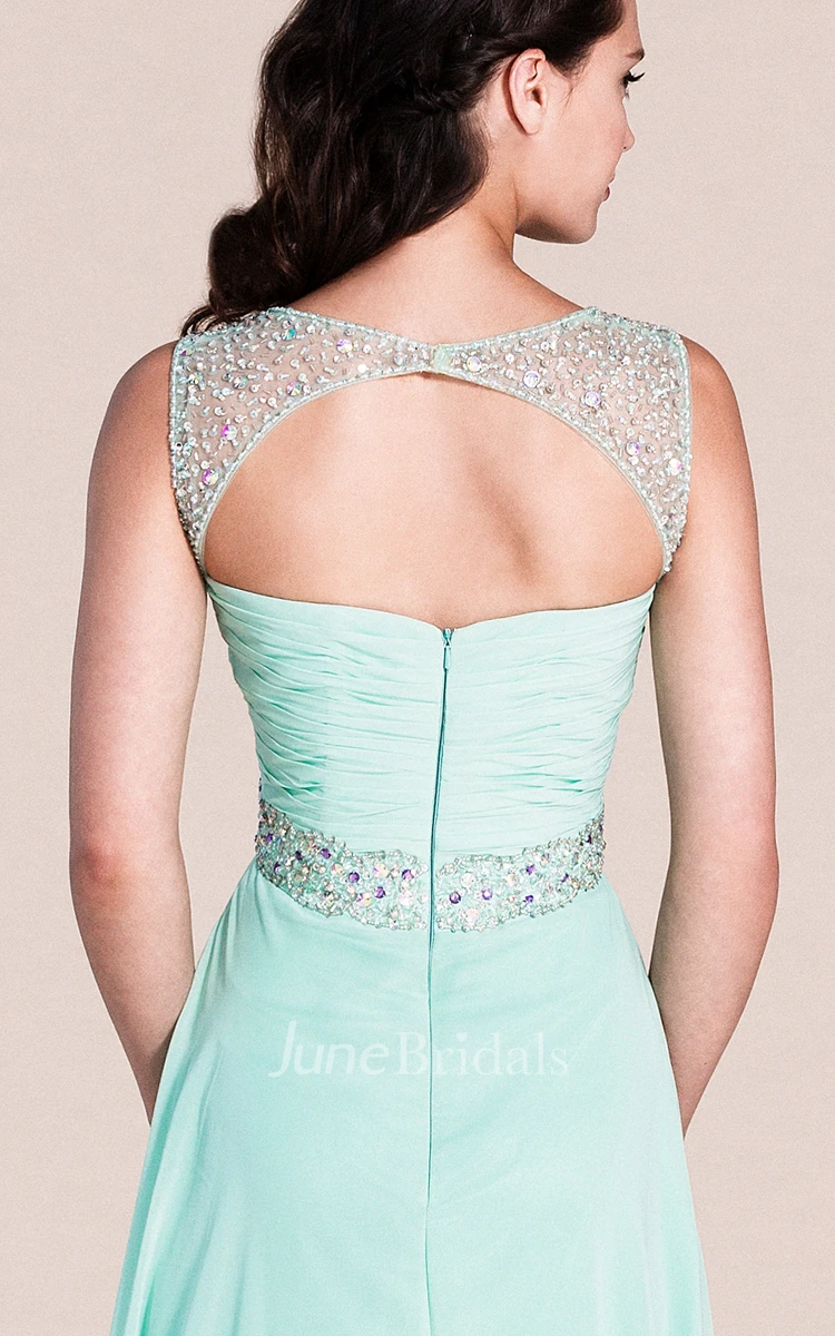 Plunging Neck Long Prom Dress with colorful Beading