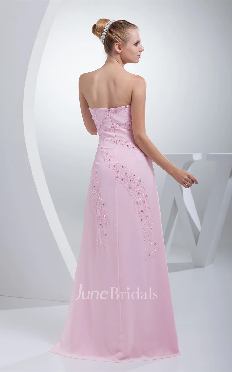 Sweetheart A-Line Beaded Chiffon Gown with Brush Train
