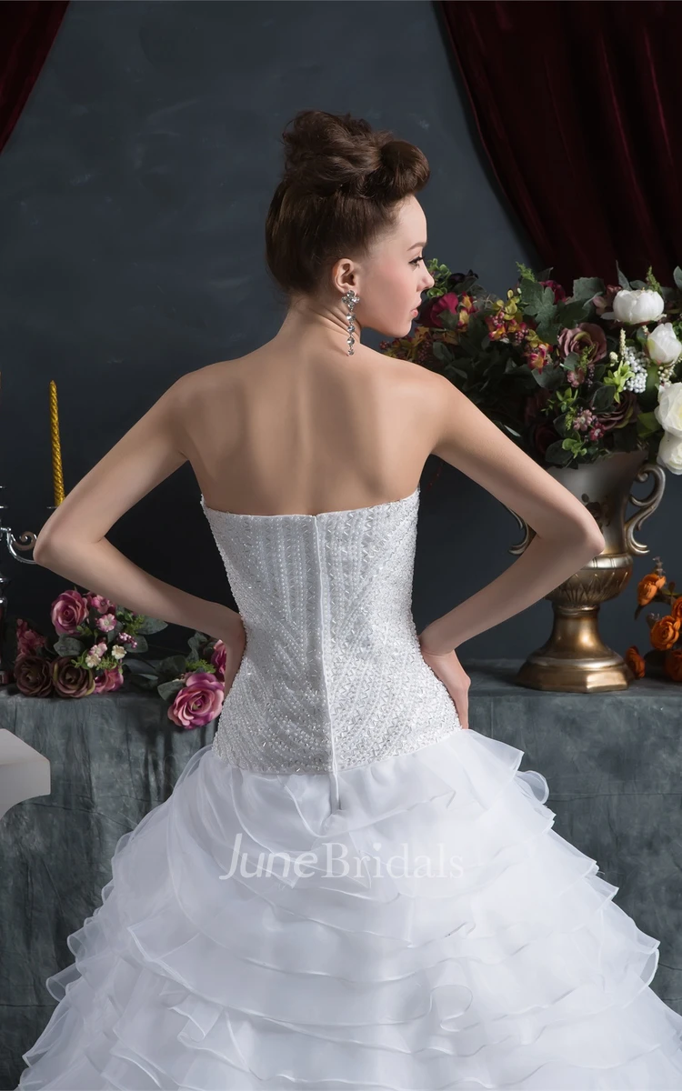 Sweetheart A-Line Ruched Dress with Jeweled Bodice