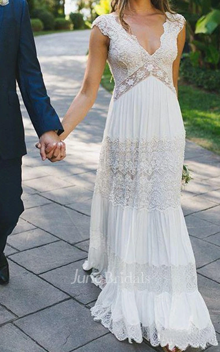 Boho Sheath Sleeveless Lace Wedding Dress Beach Country Garden