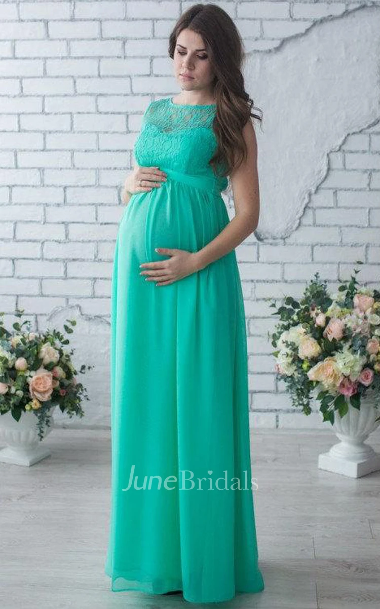 Sleeveless Sleeve Chiffon&Lace Maternity Dress