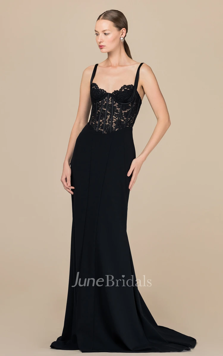 Gorgeous Mermaid Satin and Lace Evening Dress with Open Back