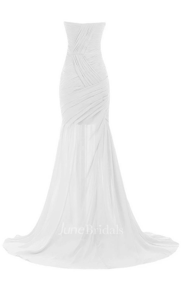 Sweetheart Sweep Train Gown With Ruching and Beading