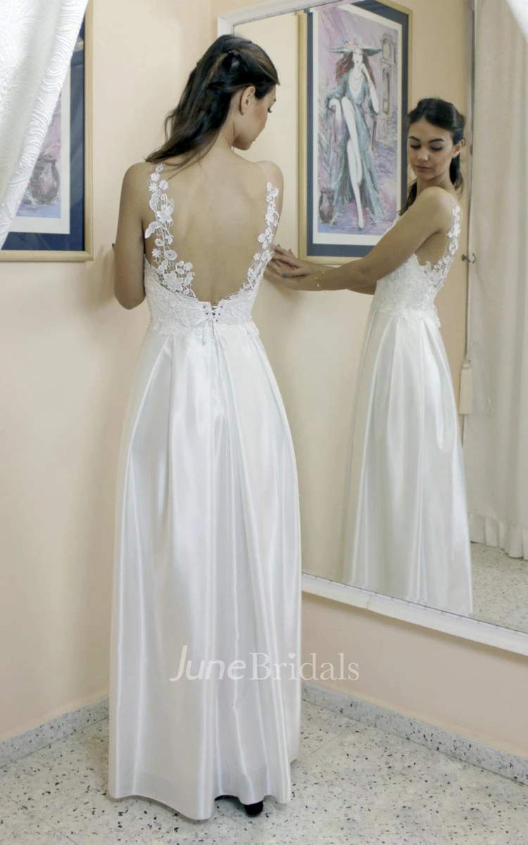 Strapless Lace and Satin Wedding Dress With Pleats