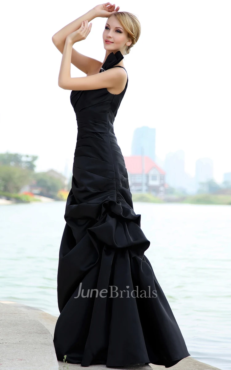 Siren Asymmetrical One-Shoulder Dress With Pick-Up Ruffles