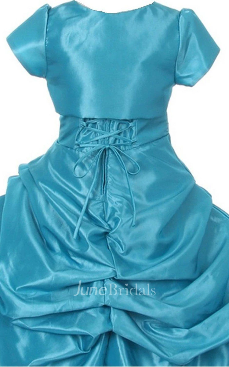 Sleeveless V-neck A-line Ruffled Dress With Detachable Jacket