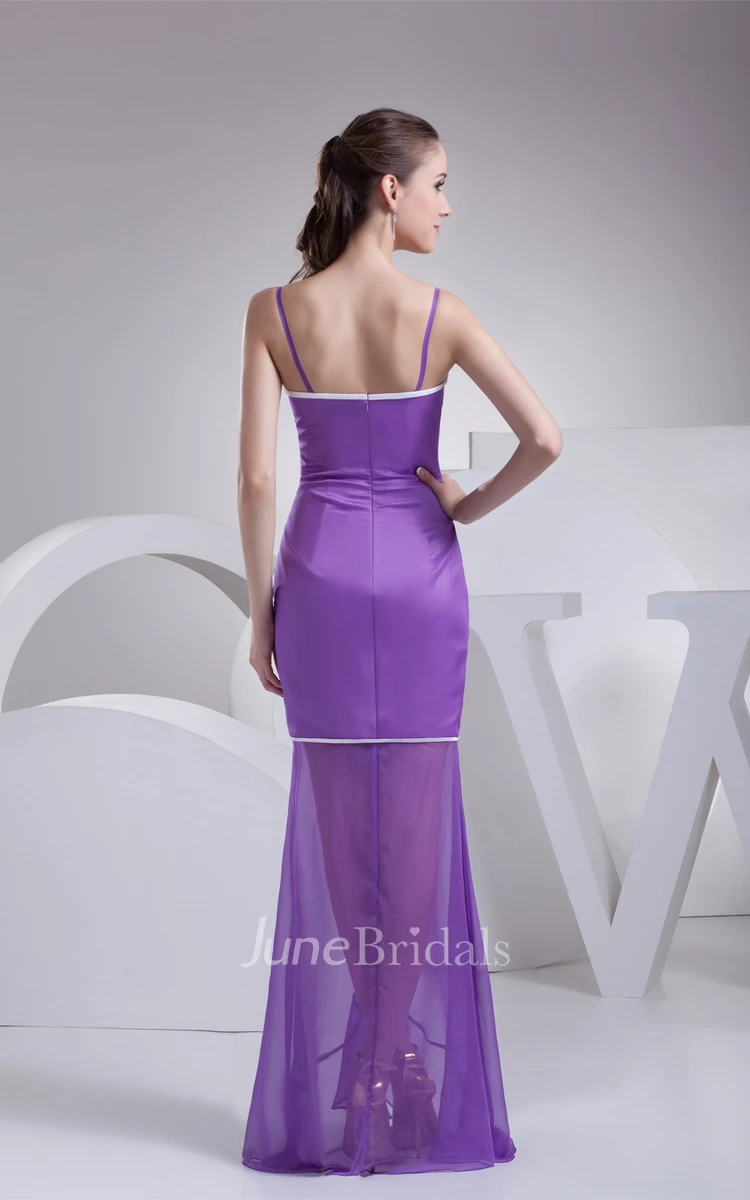 Spaghetti-Strap High-Low Mermaid Dress with Beading and Draping