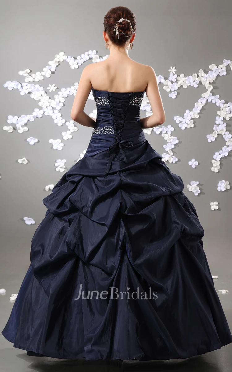 Magnificent Strapless Princess Ball Gown With Crystal Detailing