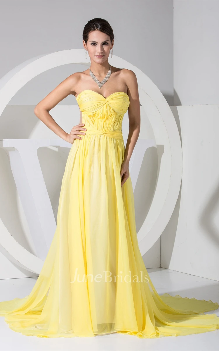 Sweetheart Chiffon Pleated Dress with Ruching Backless Design