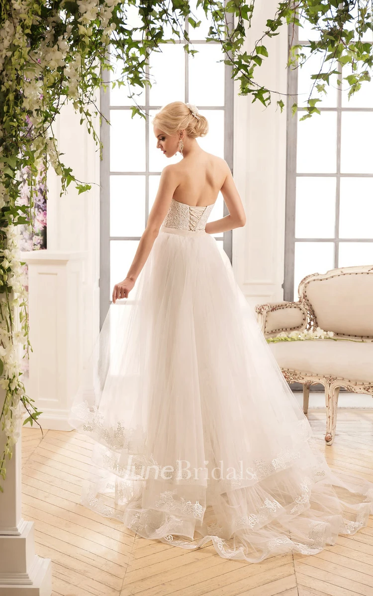 Sheath Floor-Length Sweetheart Sleeveless Backless Lace Dress With Appliques And Bow