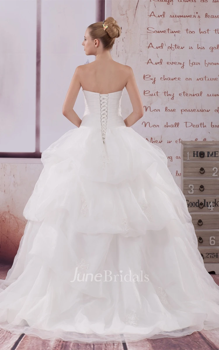 Sweetheart Tulle Ball Gown With Corset Bodice and Rhinestones