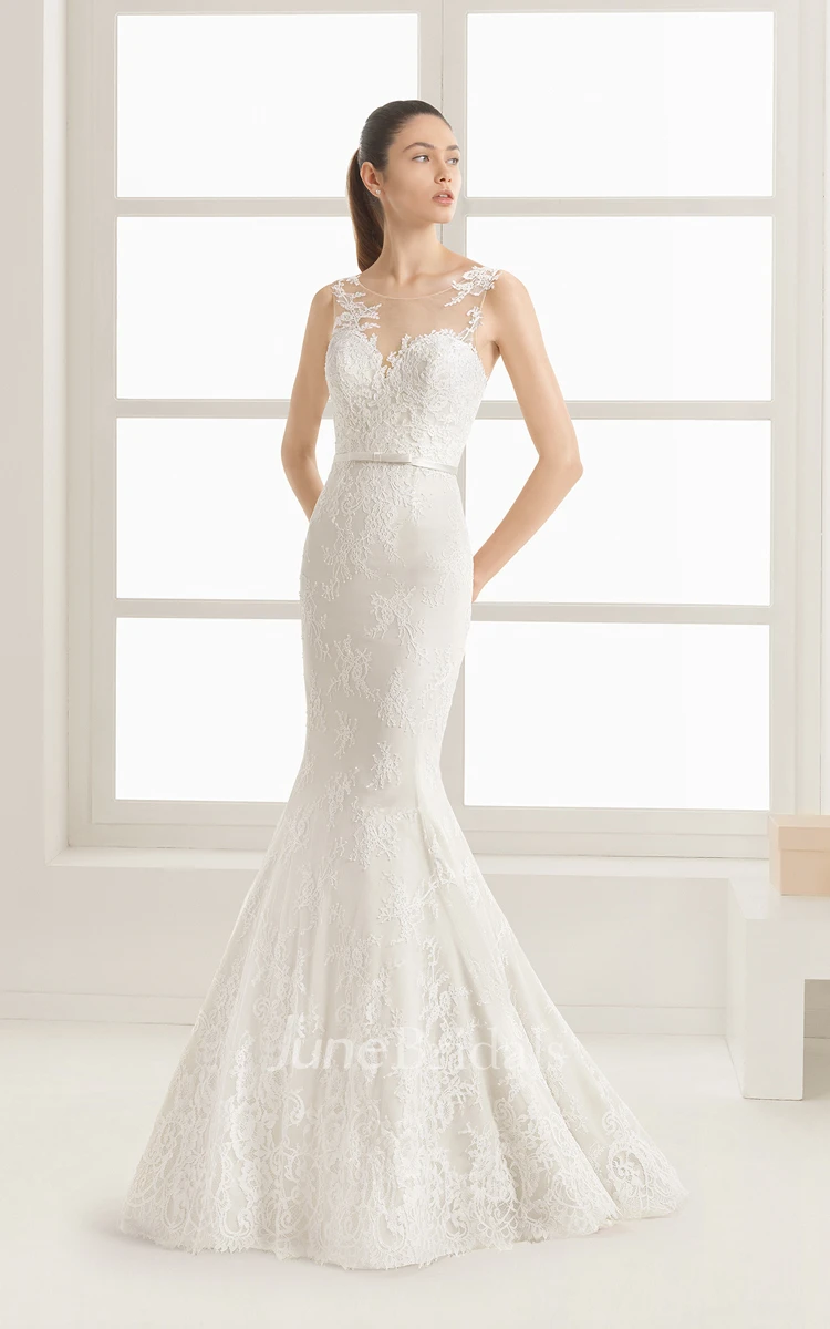 Exquisite Sleeveless Scoop Neck Mermaid Dress With Illusion Back