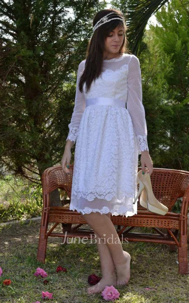 Short Mini Tea-Length Tulle Lace Wedding Dress