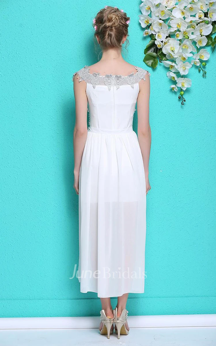 Hot Summer White Chiffon Prom Dress With Beadings