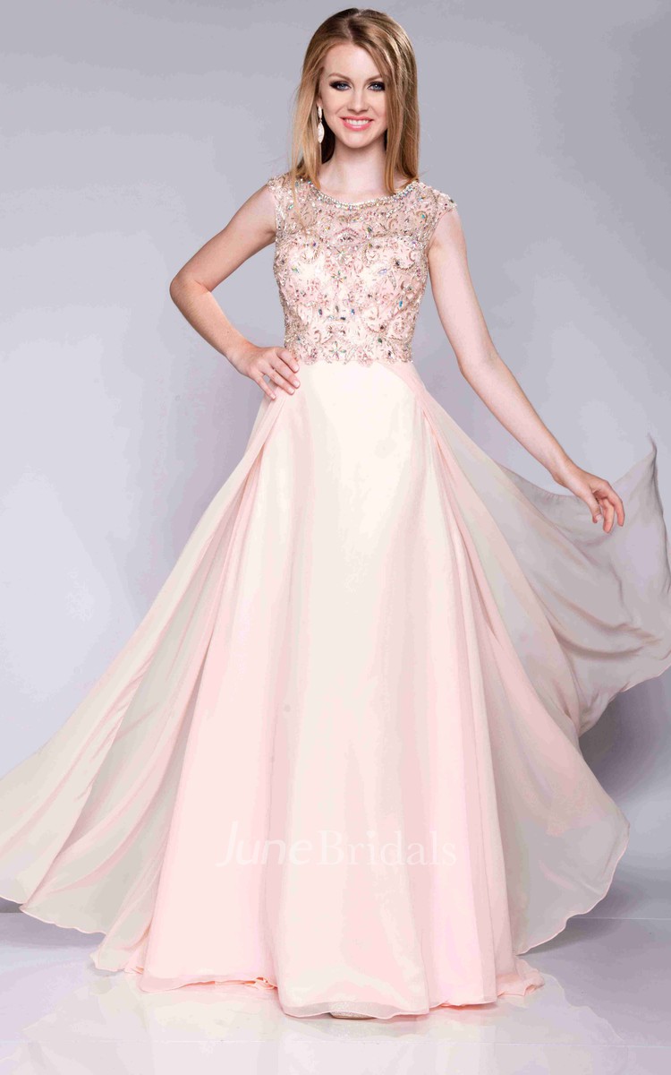 Chiffon baby pink long best sale formal gown