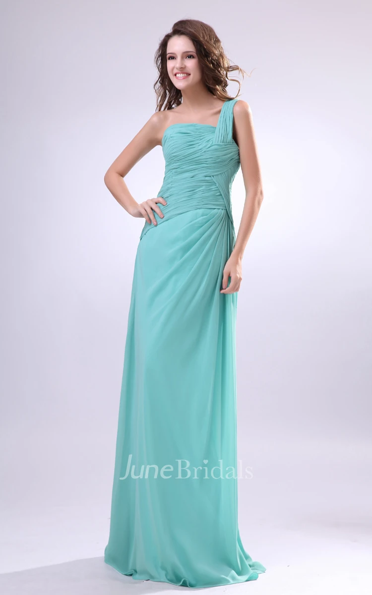 Draping Asymmetrical One-Shoulder Dress With Side Gathering