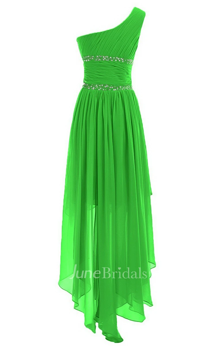 One-shoulder Asymmetrical Chiffon Dress With Sequins
