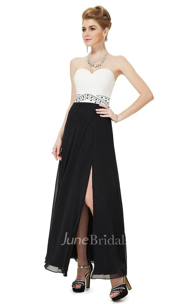 Sweetheart Chiffon Gown With Pleats and Beadings