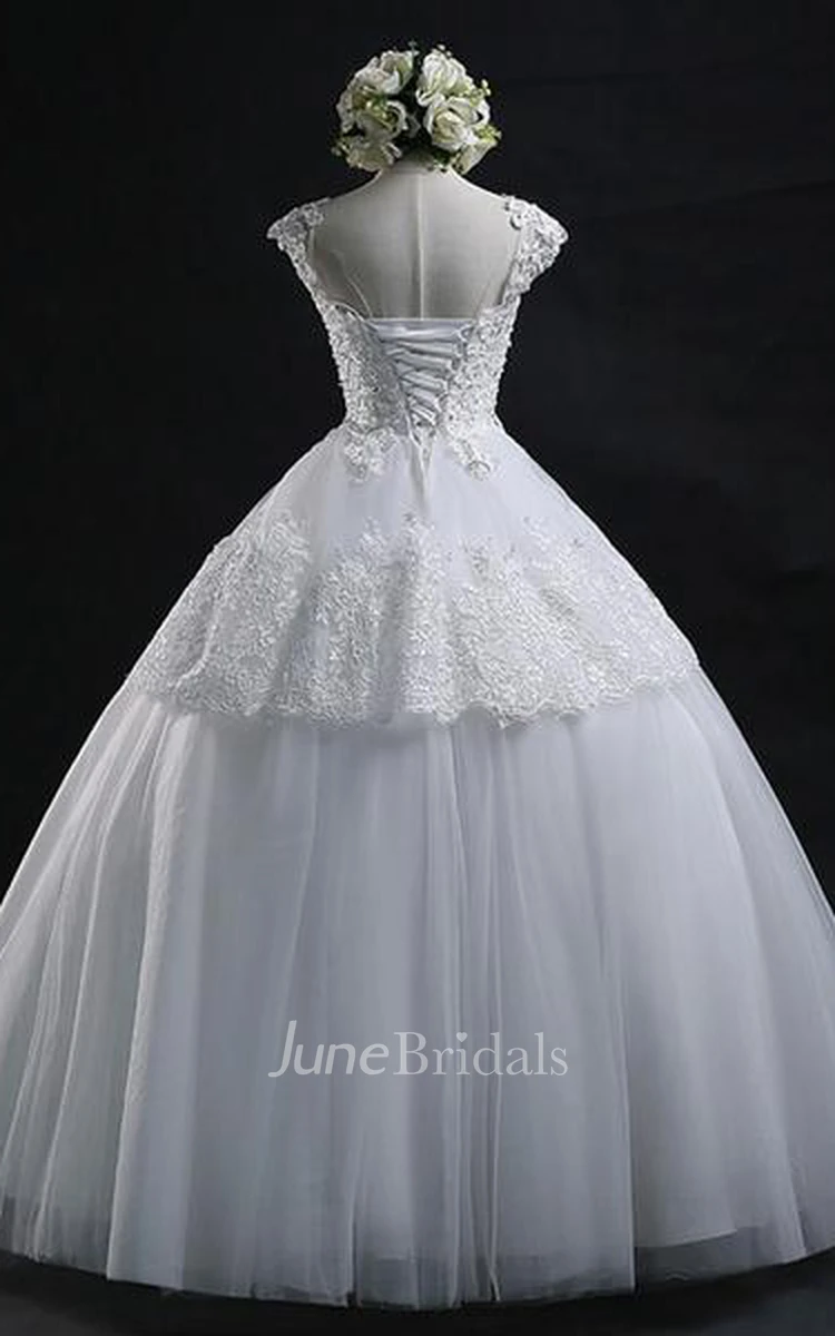 Lace-up Lace Tulle Wedding Dress Ball Gown With Appliques