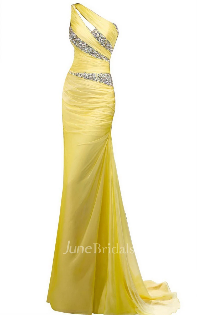 One-shoulder Long Sheath With Asymmetrical Sequins