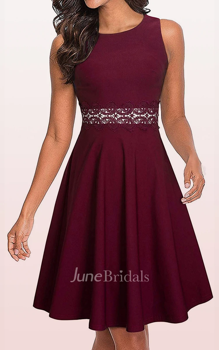 Modest Elegant A Line Bateau Sleeveless Prom Cocktail Dress with Appliques and Sash