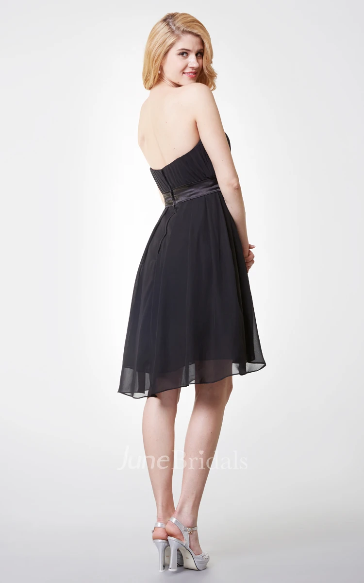 Sleeveless Pleated High-low Chiffon Dress With Backless