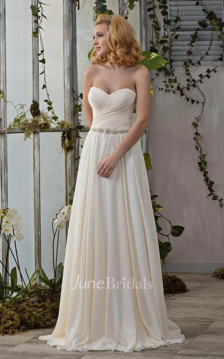 Sweetheart Criss-Cross Ruched A-Line Wedding Dress With Corset Back