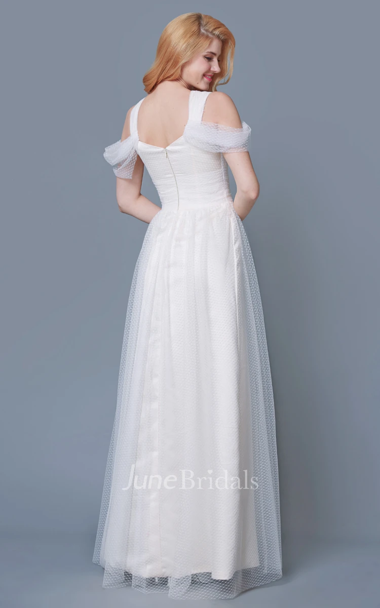 A-line Ruched Empire Waist Long Tulle Dress With Draping