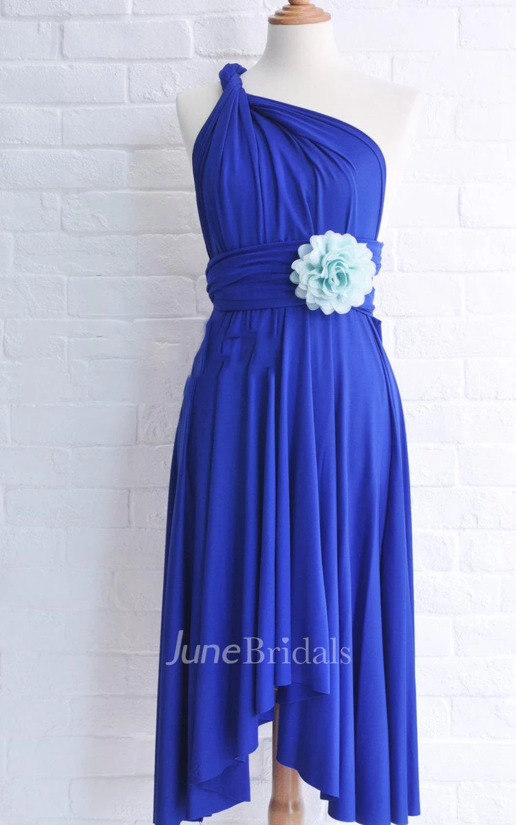 Infinity Royal Blue Knee Length Wrap Convertible Dress