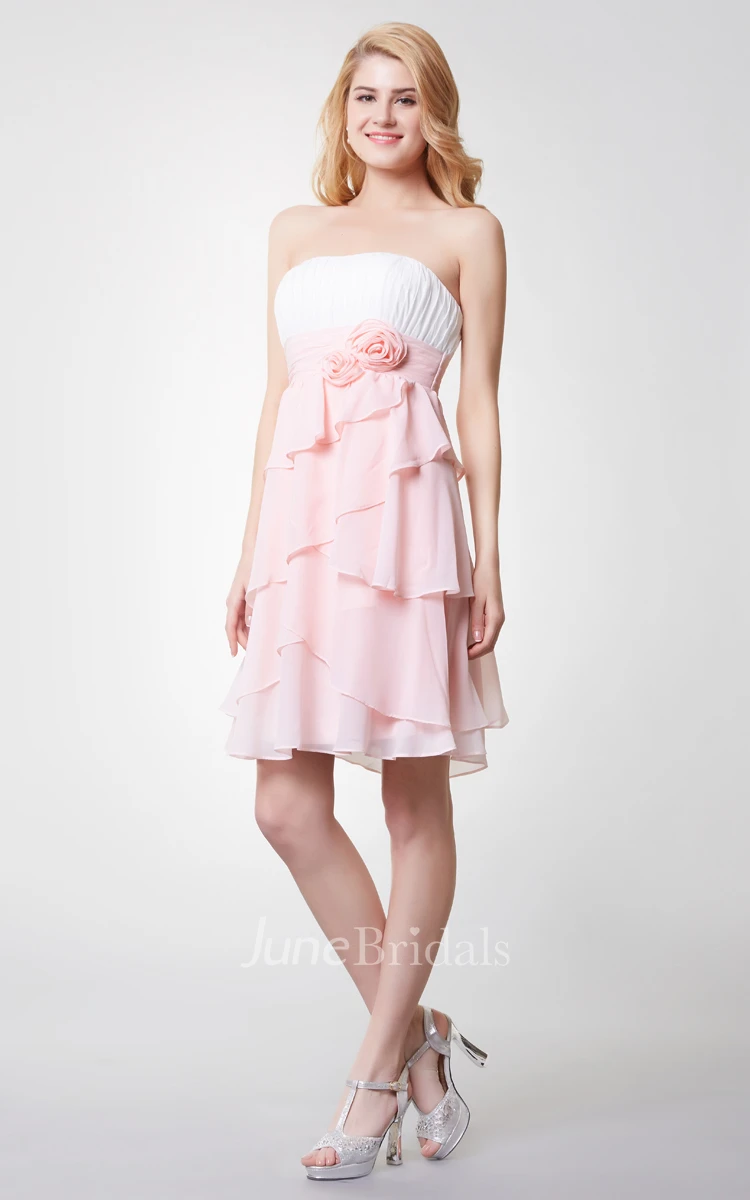 Strapless Empire Short Bridesmaid Dress with Layered Skirt
