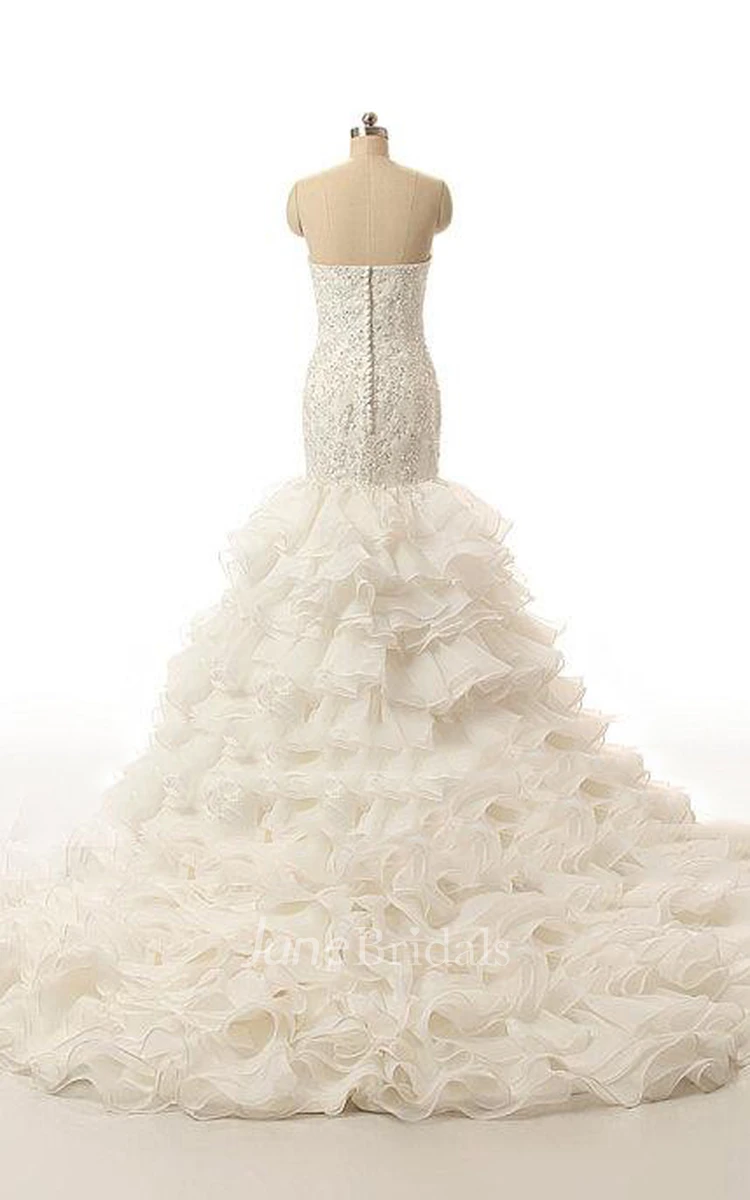 Strapless Sweetheart Mermaid Dress With Beading And Ruffles