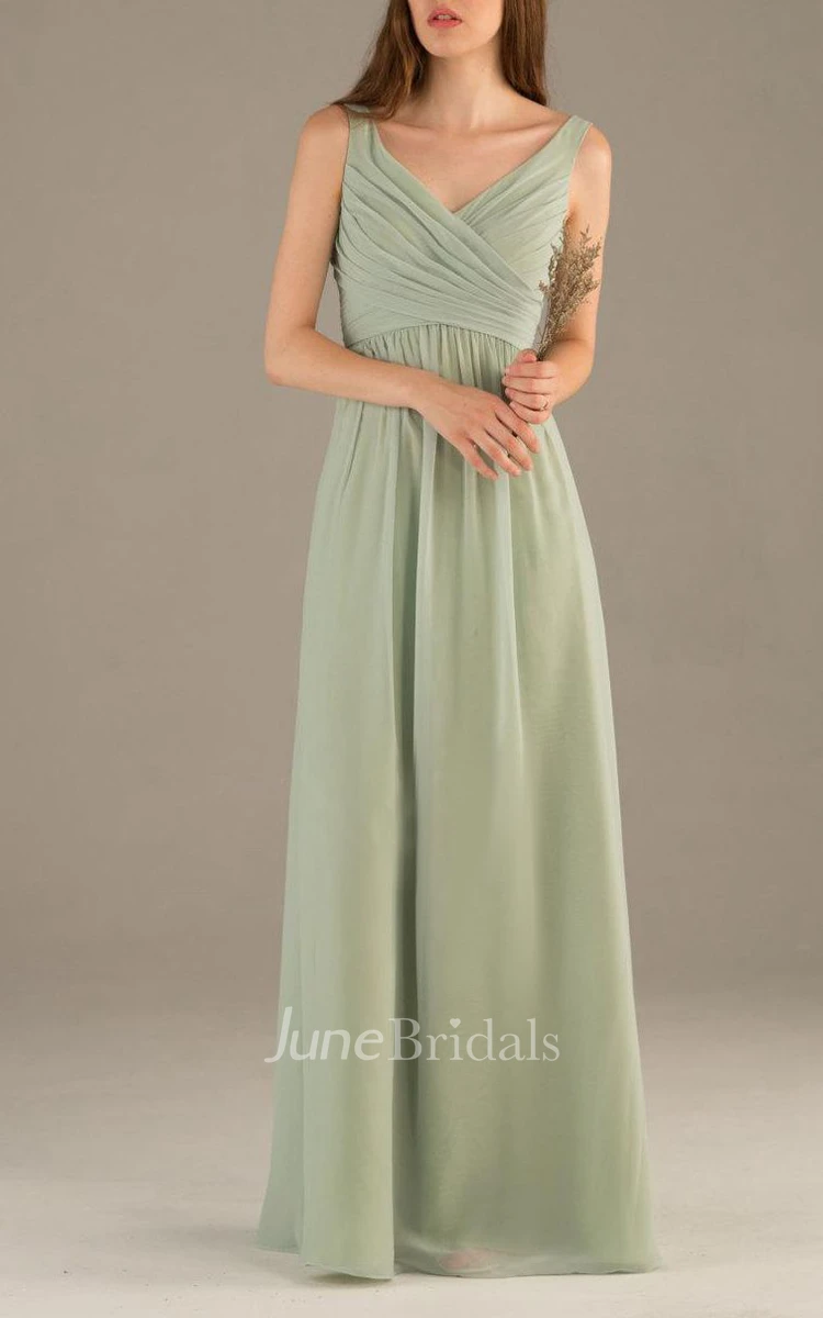 Simple Dusty Green Bridesmaid Dress