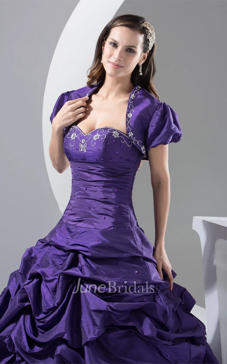 Sweetheart Pick-Up Ball Gown with Embroideries and Bolero