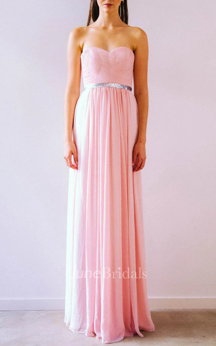 Pink Strapless Sweetheart Zipper Dress