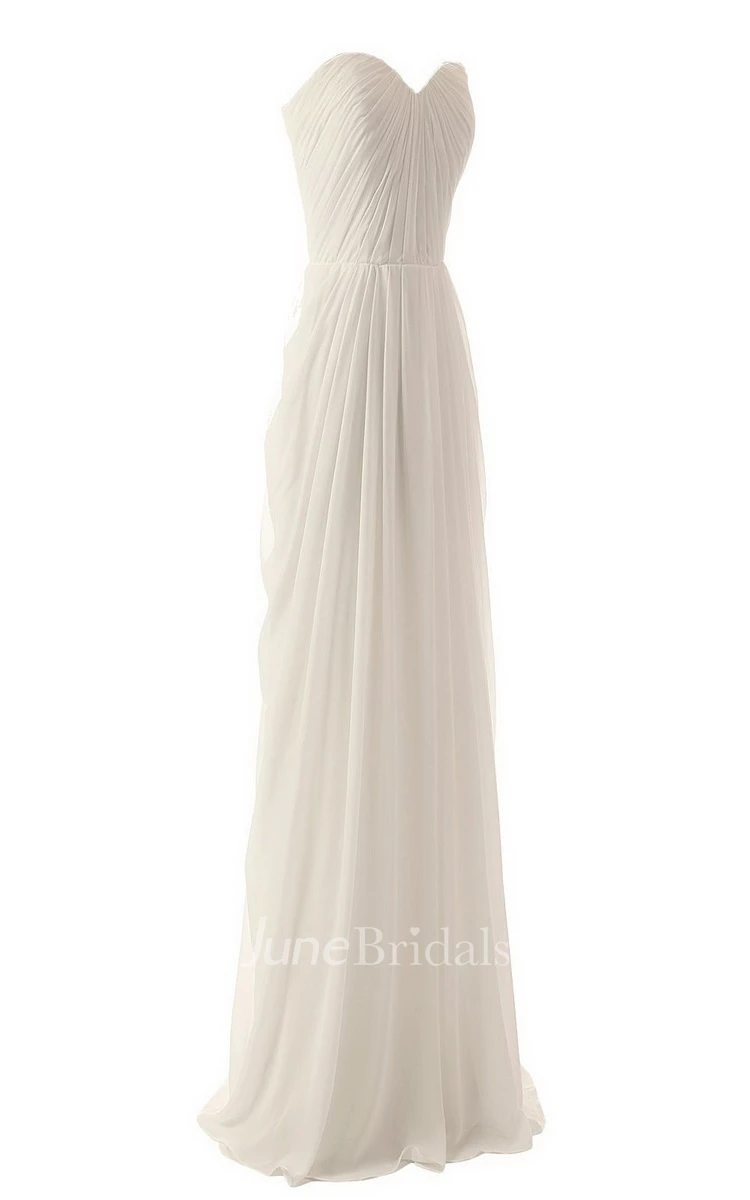 Sweetheart Long Chiffon Gown With Allover Pleats