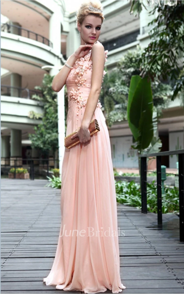 Pink Sexy Sheath Floor-length Spaghetti Straps Dress