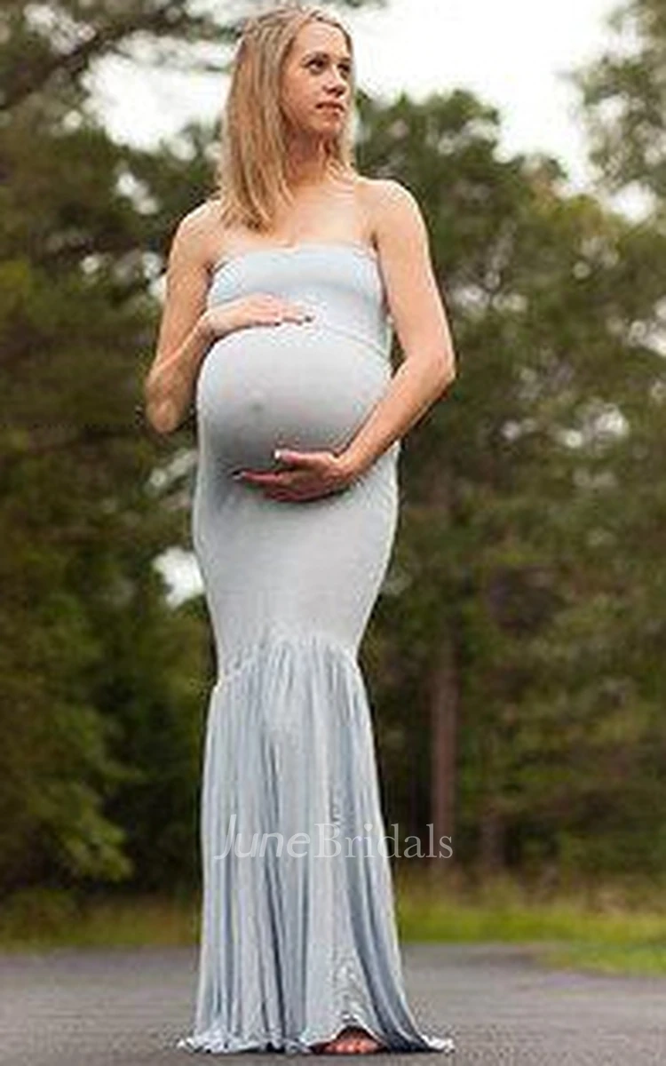Trumpet Chiffon Pregnancy Prop Gown Outdoor Whimsical Bandeau Fitted Maternity Dress