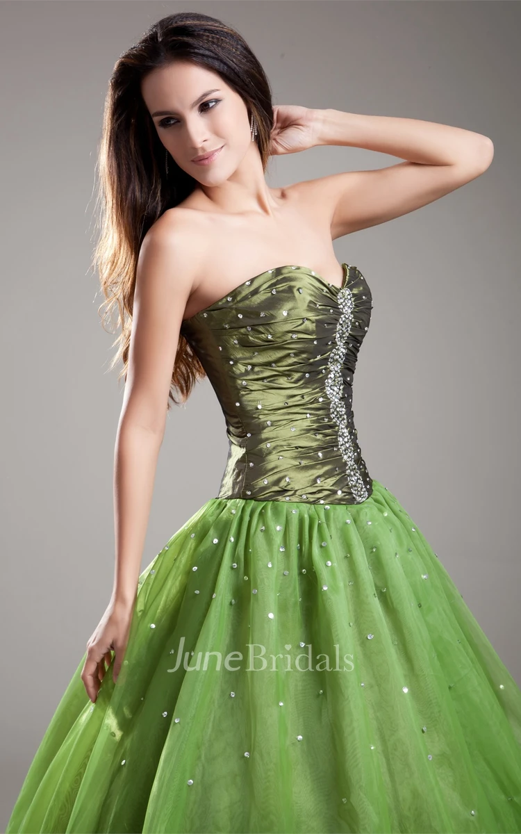 Sweetheart A-Line Ball Gown with Beading and Ruched Bodice