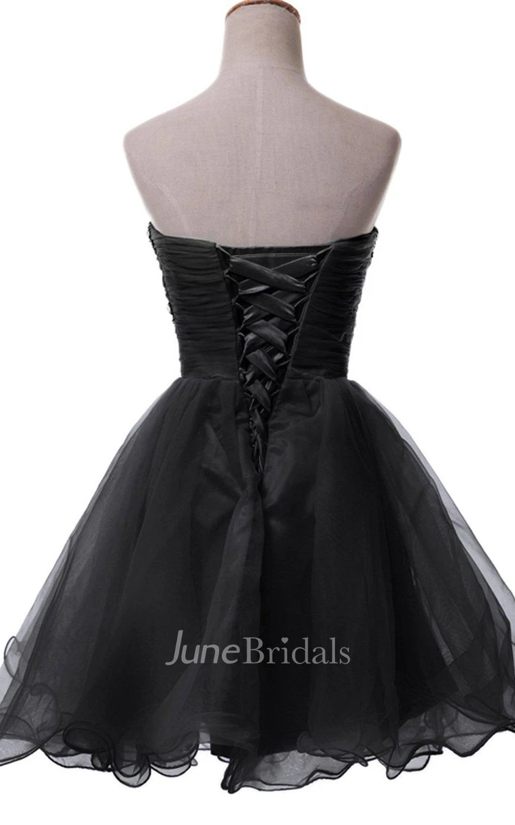 Strapless A-line Dress With Rhinestone Bodice