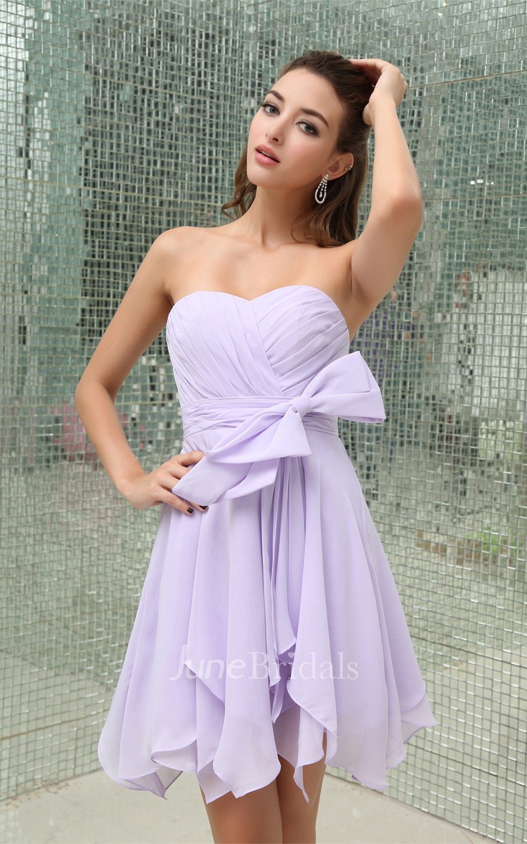 champagne sweetheart asymmetrical chiffon evening dress