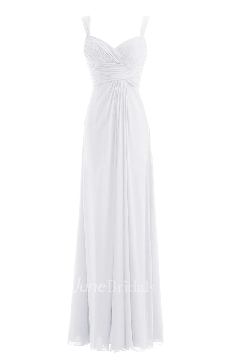 Straps Ruched A-line Gown With Deep-v Back
