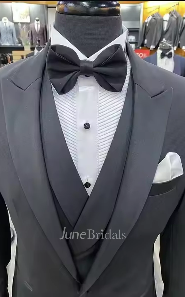 Modern Black 3 Pieces Men's Suits Formal Men's Tuxedo Wedding Suits Blazer Jacket Vest Pants