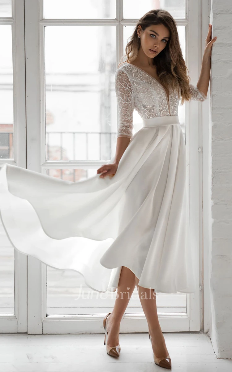 A line tea sale length wedding dresses