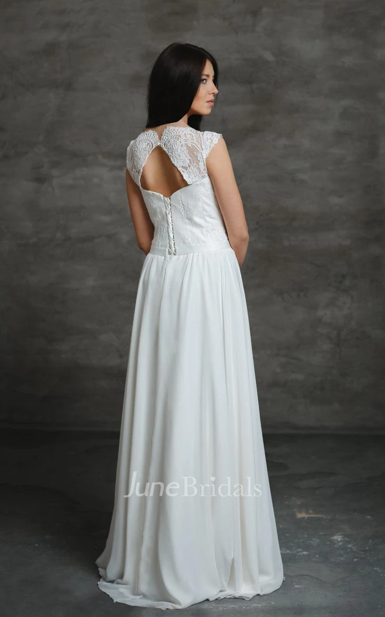 Boho A-Line Chiffon Wedding Dress With Swarovski Crystal Belt