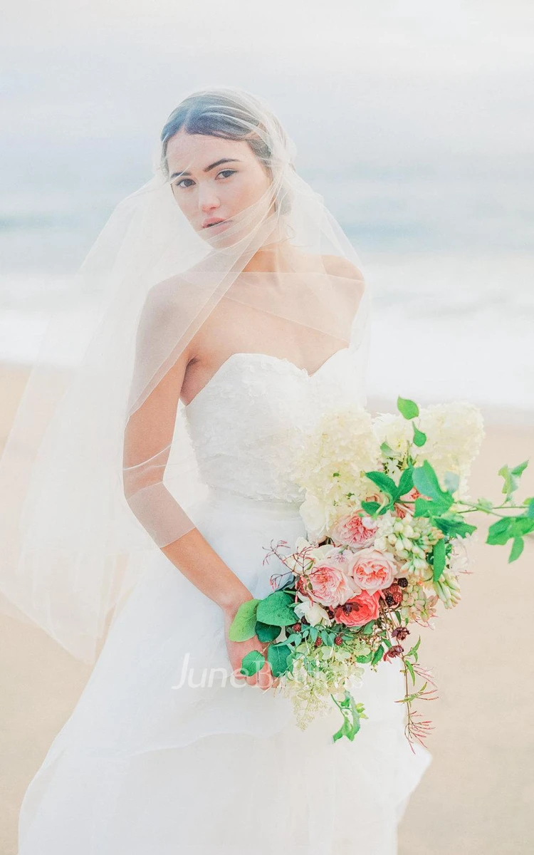 Sweetheart Long A-Line Organza Wedding Dress With 3D Flowers