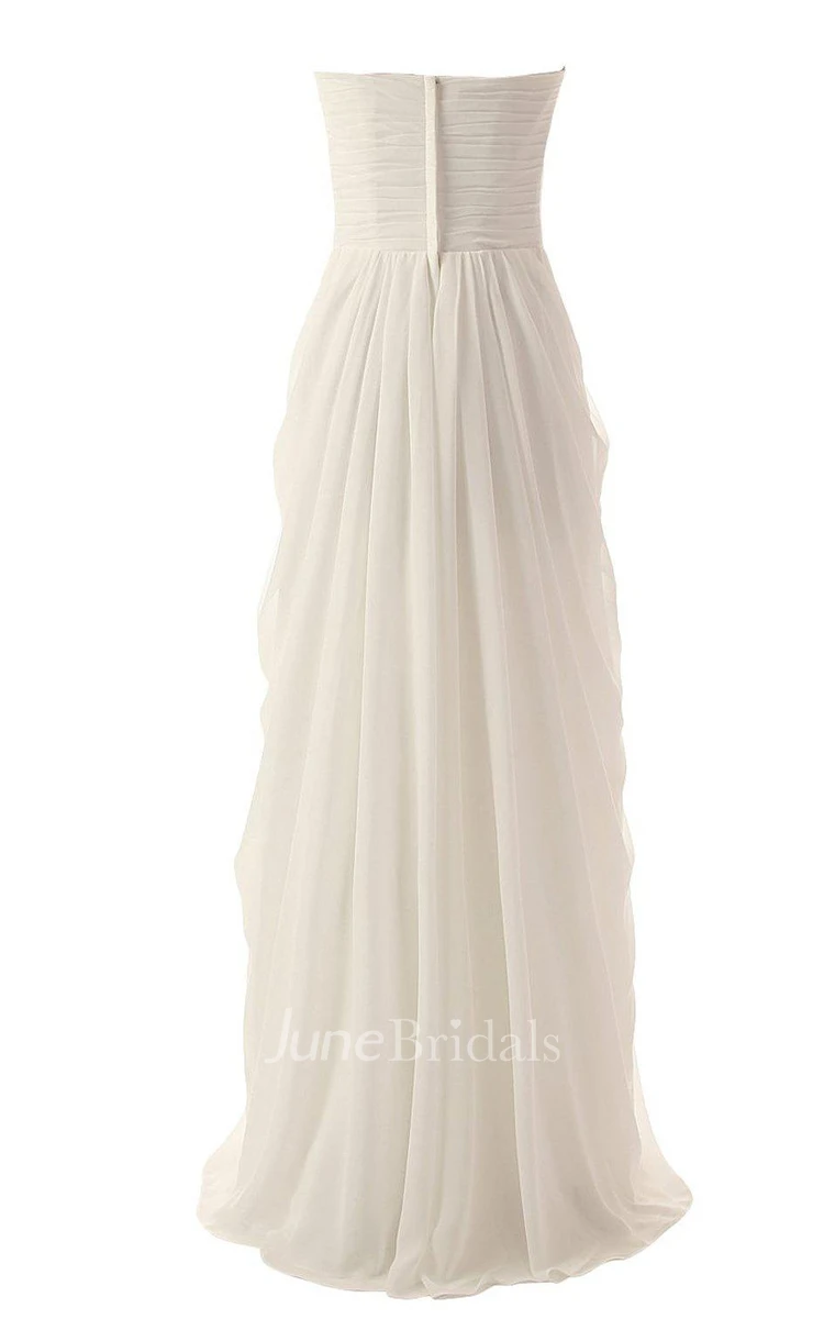 Sweetheart Long Chiffon Gown With Pleats