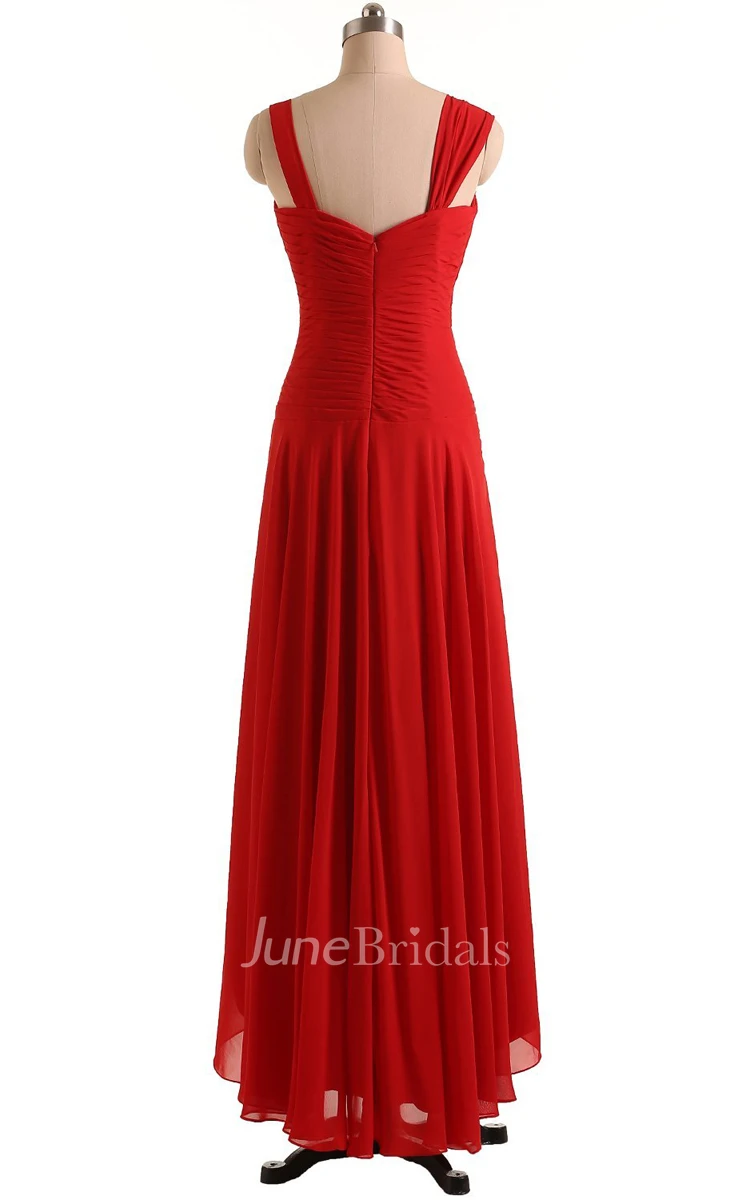 Queen Anne High-low Dress With Draping and Ruching