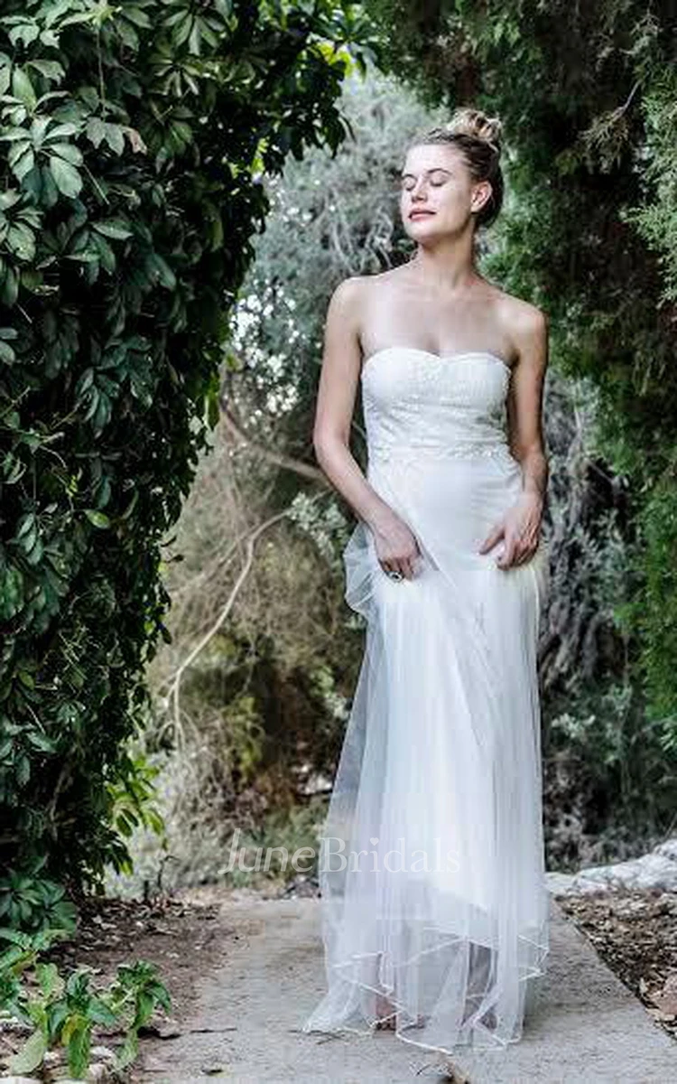 Sweetheart Sleeveless Backless A-Line Long Chiffon Wedding Dress
