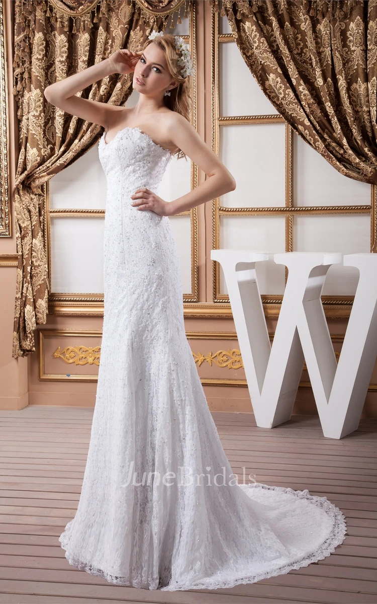 Sweetheart Mermaid Sheath Dress with Lace and Beading