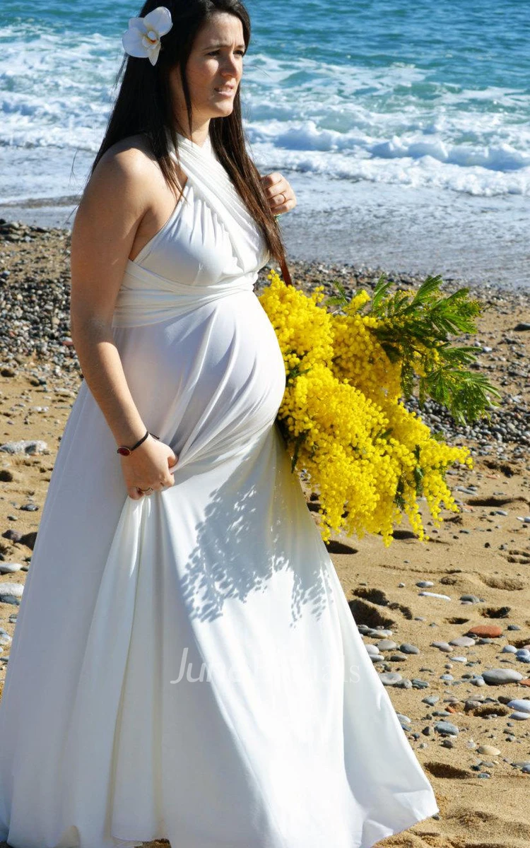 Floor-length Jersey White Maternity Dress